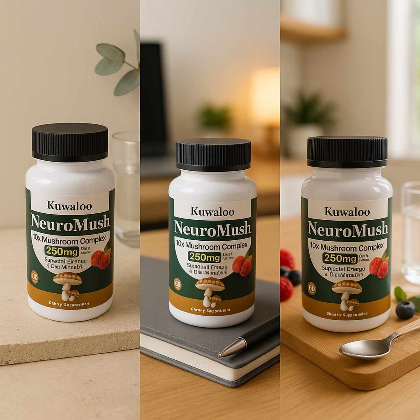 Kuwaloo NeuroMush 10X Mushroom Complex Gummies – 60 Vegan Chews