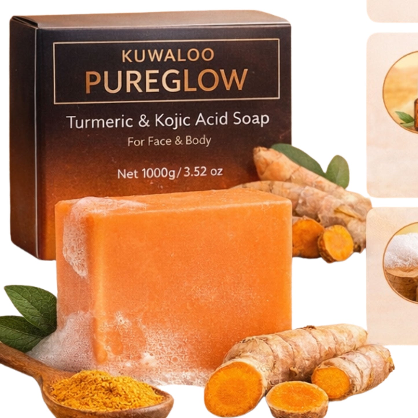 Kuwaloo PureGlow Turmeric & Kojic Acid Soap Bar –  2 Bar