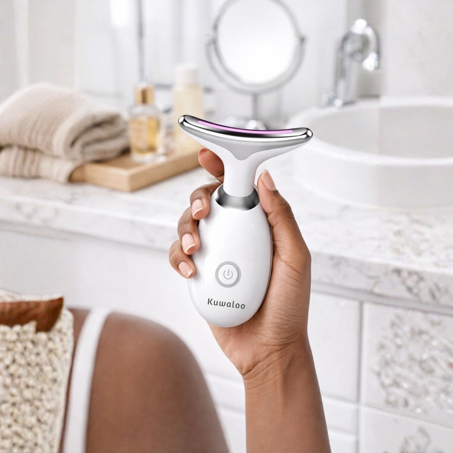 Face & Neck Massager Tools, Portable Facial Beauty Device with 7-Color LED Lights, Skincare Tool