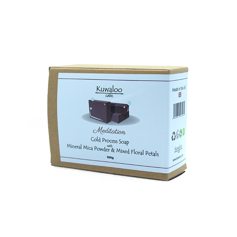'Meditation' Organic Vegan Soap 100g - Mineral Mica Powder & Mixed Floral Petals | Kuwaloo Care