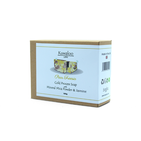 'Pear Freesia' Organic Vegan Soap 100g - Mineral Mica Powder & Jasmine | Kuwaloo Care