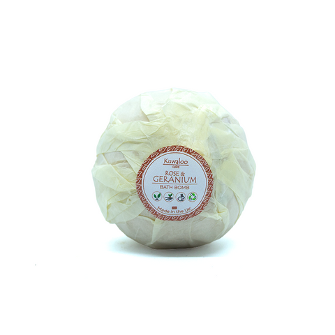 'Rose Geranium' Vegan Bath Bomb - Enriched with Organic Oils & Butters | Kuwaloo Care